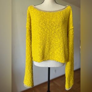Free people yellow cropped sweater size L